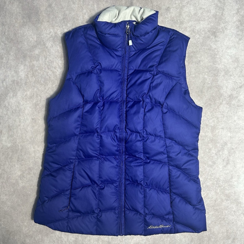 Eddie Bauer Vest Womens Small Blue Puffer Down EB 650 Insulated Quilted Outdoors